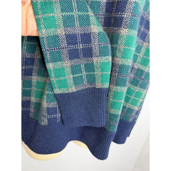 Brooks Brothers Sweater Women's M Green Blue Tartan Plaid Removable Collar - Picture 8 of 15